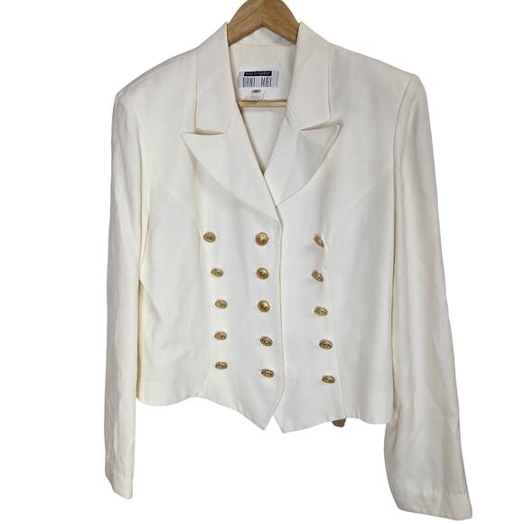 Lois Snyder Dani Max Womens Vtg 80s Old Money Avante Garde Gold Button Blazer 10 - Picture 5 of 11